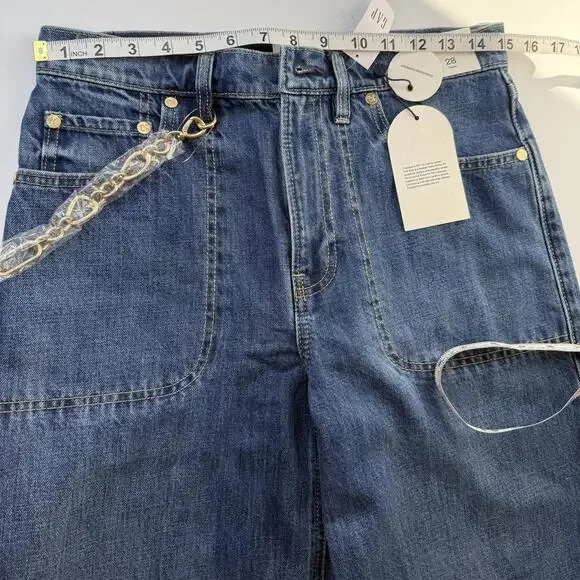Cult Gaia - Women's Stride Chain Jeans in Size 28/6 - Picture 5 of 9